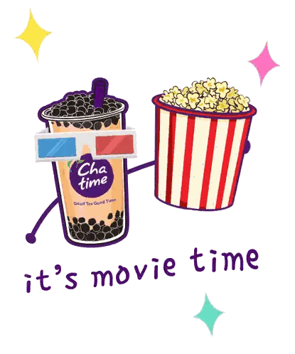 Tea And Popcorn Movie Time Sticker