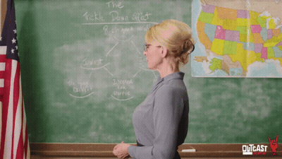 Teacher At Chalkboard Tickle Down Effect GIF