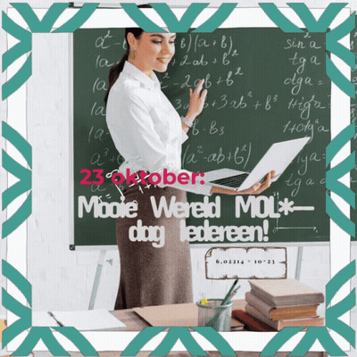 Teacher Holding Laptop In Front Of Blackboard 23 Oktober GIF