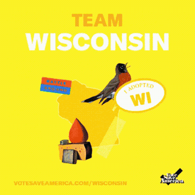 Team Wisconsin Poster With Bird On Map GIF