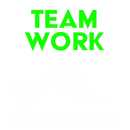Team Work And Audimute Logo Sticker