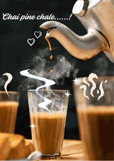 Teapot Pouring Tea Into Glass With Chai Pine Chale GIF