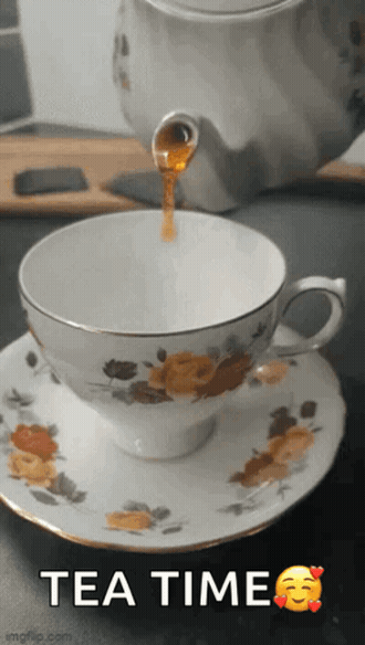 Teapot Pouring Tea Into Saucer Tea Time GIF