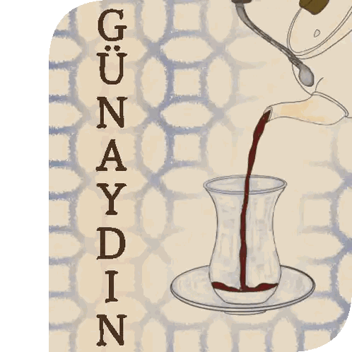 Teapot Pouring Tea With Gunaydin Text Sticker