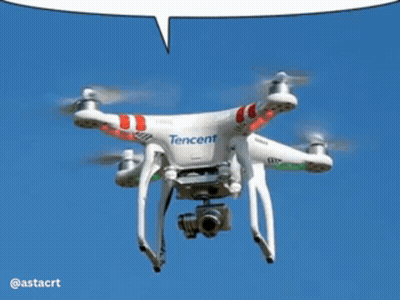 Dron Tecent volando en cielo azul GIF