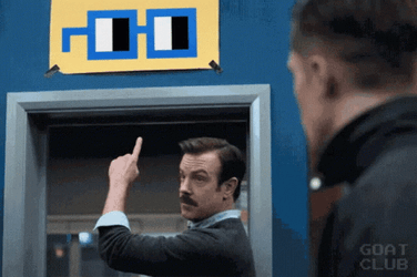 Ted Lasso Believe Sign Replaced With 2D Glasses GIF