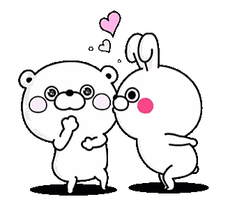 Teddy Bear And Bunny Kissing Sticker