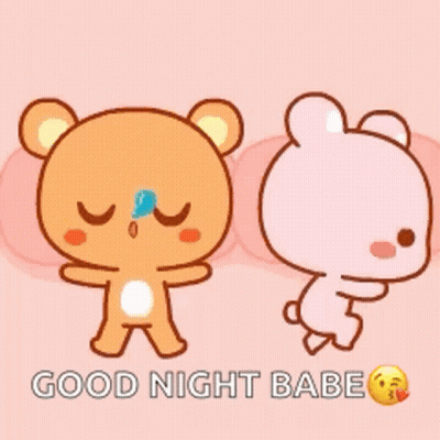 Teddy Bear And Bunny Saying Good Night Babe GIF