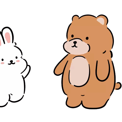 Teddy Bear And Rabbit Standing Together Sticker