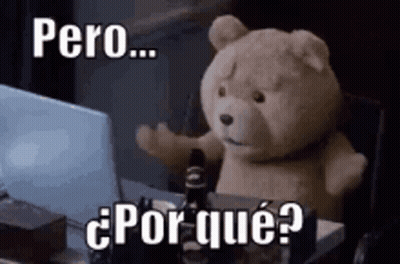 Teddy Bear At Desk Asking Why GIF