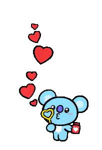 Teddy Bear Blowing Bubbles With Hearts Sticker