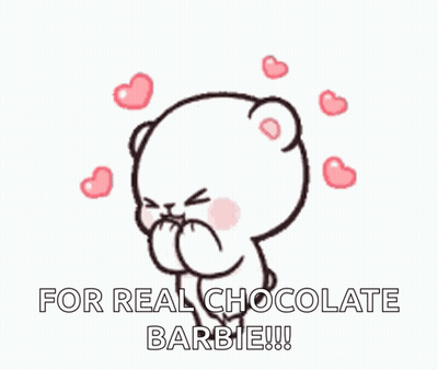 Teddy Bear Blowing Kiss For Real Chocolate Barbie GIF
