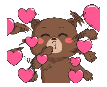 Teddy Bear Blowing Kisses Pink Hearts Sticker