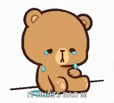 Teddy Bear Crying On Stick Hurts Bad GIF