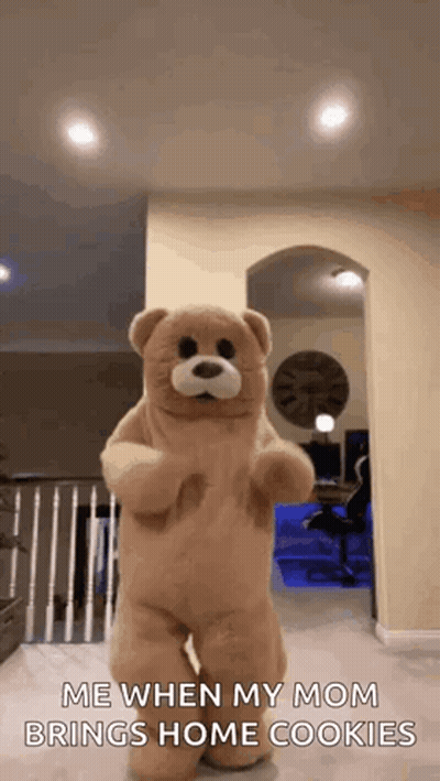 Teddy Bear Dancing Me When My Mom Brings Home Cookies GIF