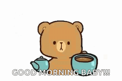 Teddy Bear Drinking Coffee From Blue Cup GIF