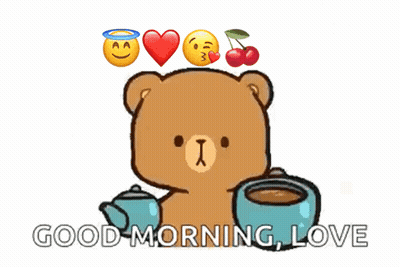 Teddy Bear Drinking Coffee Saying Good Morning Love GIF