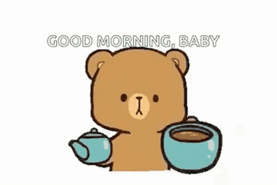 Teddy Bear Drinking Coffee Saying Good Morning GIF