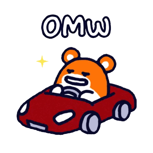 Teddy Bear Driving Red Car Omw Sticker