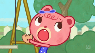 Teddy Bear Eating Cookie With ABC Logo GIF