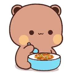 Teddy Bear Eating From Bowl With Spoon Sticker