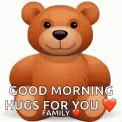 Teddy Bear Good Morning Hugs For You Family GIF