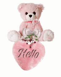 Teddy Bear Hello Pink Heart GIF