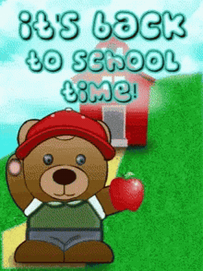Teddy Bear Holding Apple Back To School GIF