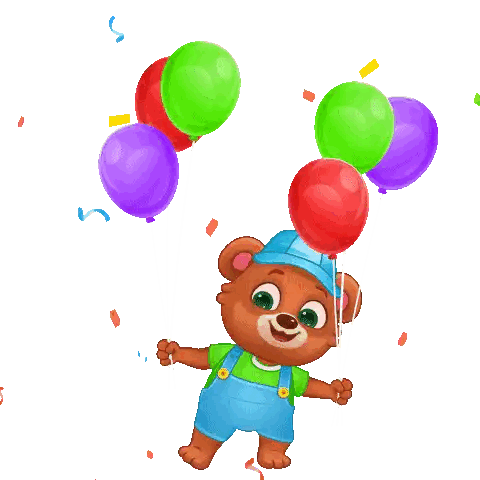 Teddy Bear Holding Balloons And Confetti Sticker