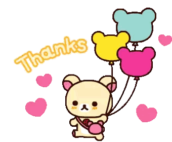 Teddy Bear Holding Balloons Thanks Sticker