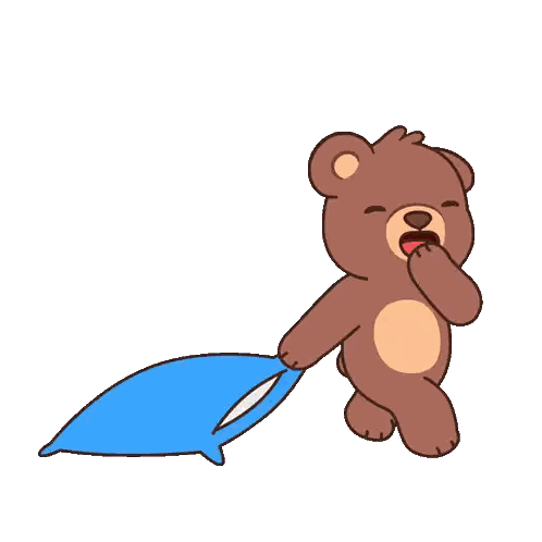 Teddy Bear Holding Blue Pillow Sticker