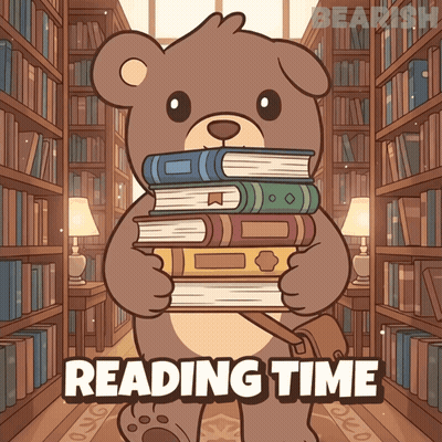 Teddy Bear Holding Books Reading Time GIF