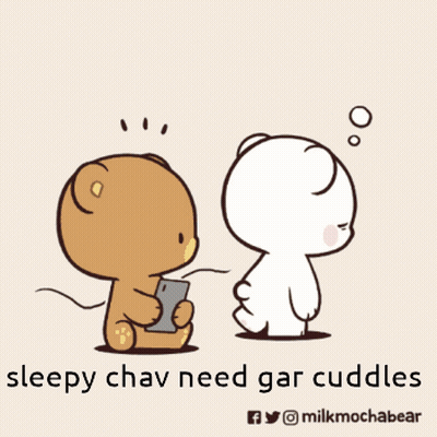 Teddy Bear Holding Cell Phone Next To Sleeping Teddy Bear GIF