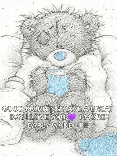 Teddy Bear Holding Coffee Saying Good Morning GIF