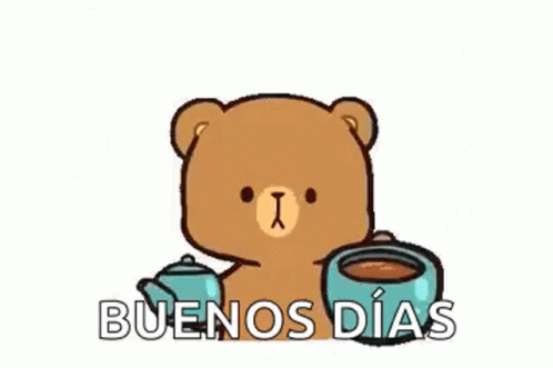 Teddy Bear Holding Cup Of Coffee GIF