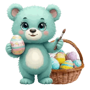 Teddy Bear Holding Easter Egg Sticker