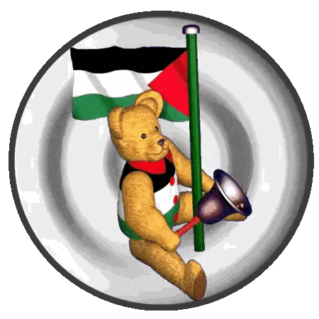 Teddy Bear Holding Flag And Trumpet Sticker