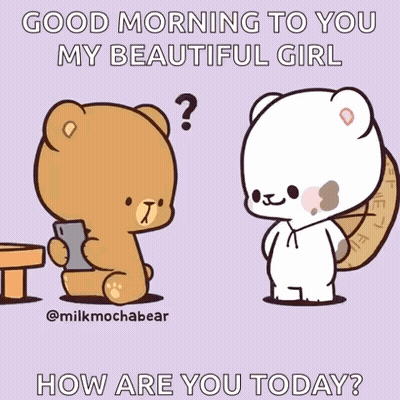 Teddy Bear Holding Flower Saying Good Morning GIF