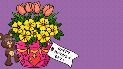Teddy Bear Holding Happy Mother's Day Sign GIF