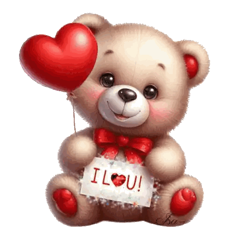 Teddy Bear Holding Heart Balloon And I Love You Sign Sticker