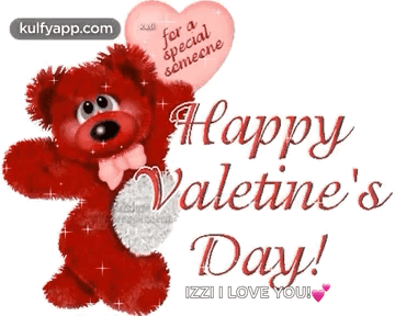 Teddy Bear Holding Heart Balloon For Someone GIF