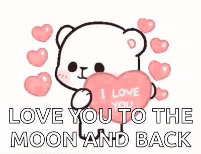 Teddy Bear Holding Heart I Love You To The Moon And Back GIF