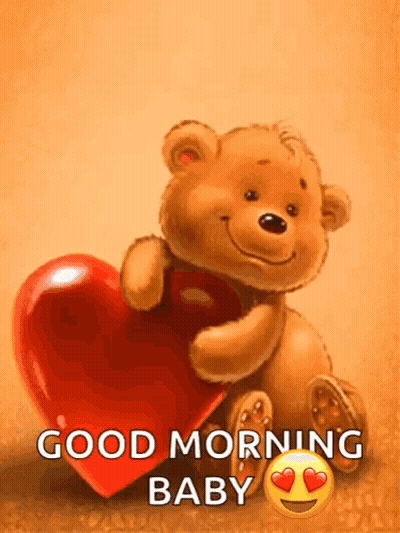 Teddy Bear Holding Heart Saying Good Morning GIF