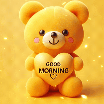 Teddy Bear Holding Heart Saying Good Morning GIF