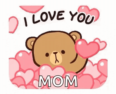Teddy Bear Holding Heart Saying I Love You Mom GIF