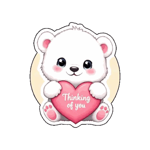 Teddy Bear Holding Heart Saying Thinking Of You Sticker