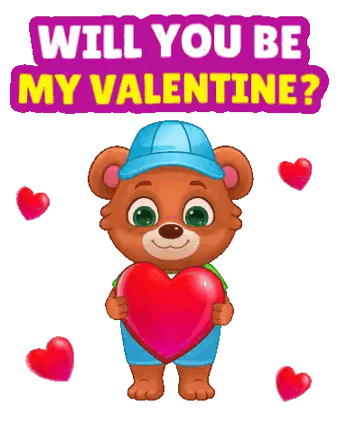 Teddy Bear Holding Heart Saying Will You Be My Valentine Sticker