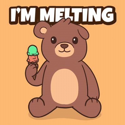 Teddy Bear Holding Ice Cream Saying I'm Melting GIF