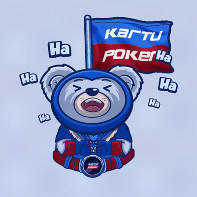 Teddy Bear Holding Kartu Poker Flag GIF
