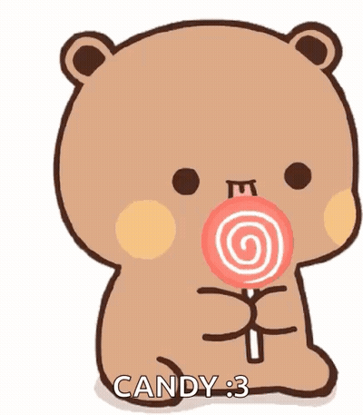 Teddy Bear Holding Lollipop And Saying Candy GIF